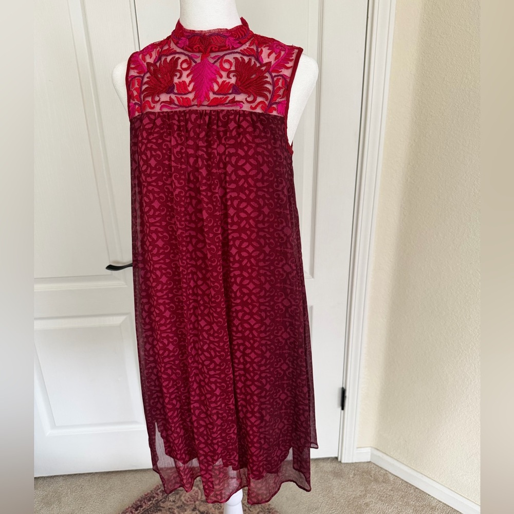 Anthropologie Made in India Burgundy/Red/Pink Women’s Size 4 Dress